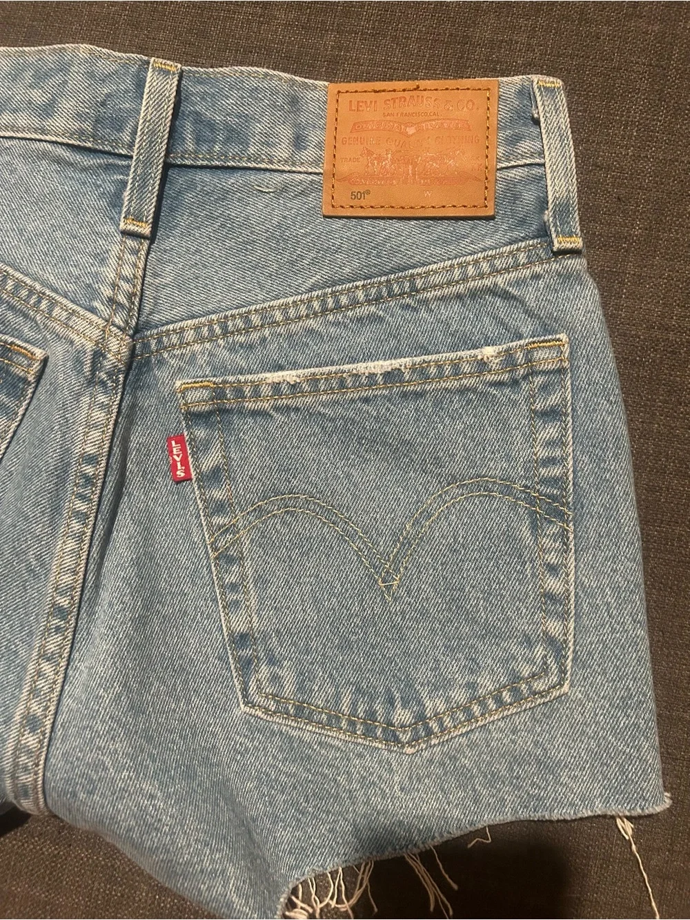 Levi’s 501 Light Stone Wash High Rise Distressed Denim Shorts | Size 25 - Picture 11 of 13